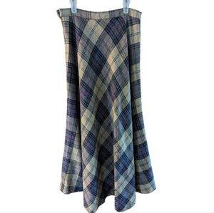 Orvis Plaid Maxi Skirt in Cream, Navy and Purple